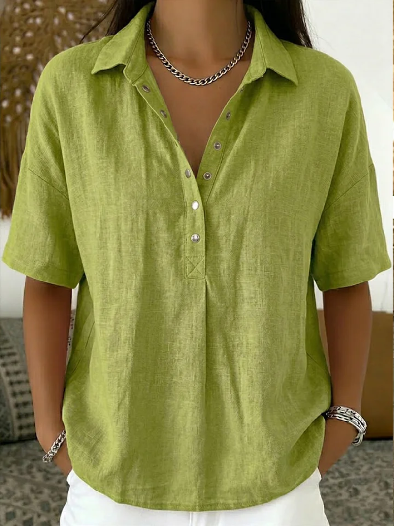 Ecouture® | Bluse med krave og knapdetalje (MIDLERTIDIGT 1+1 GRATIS!)
