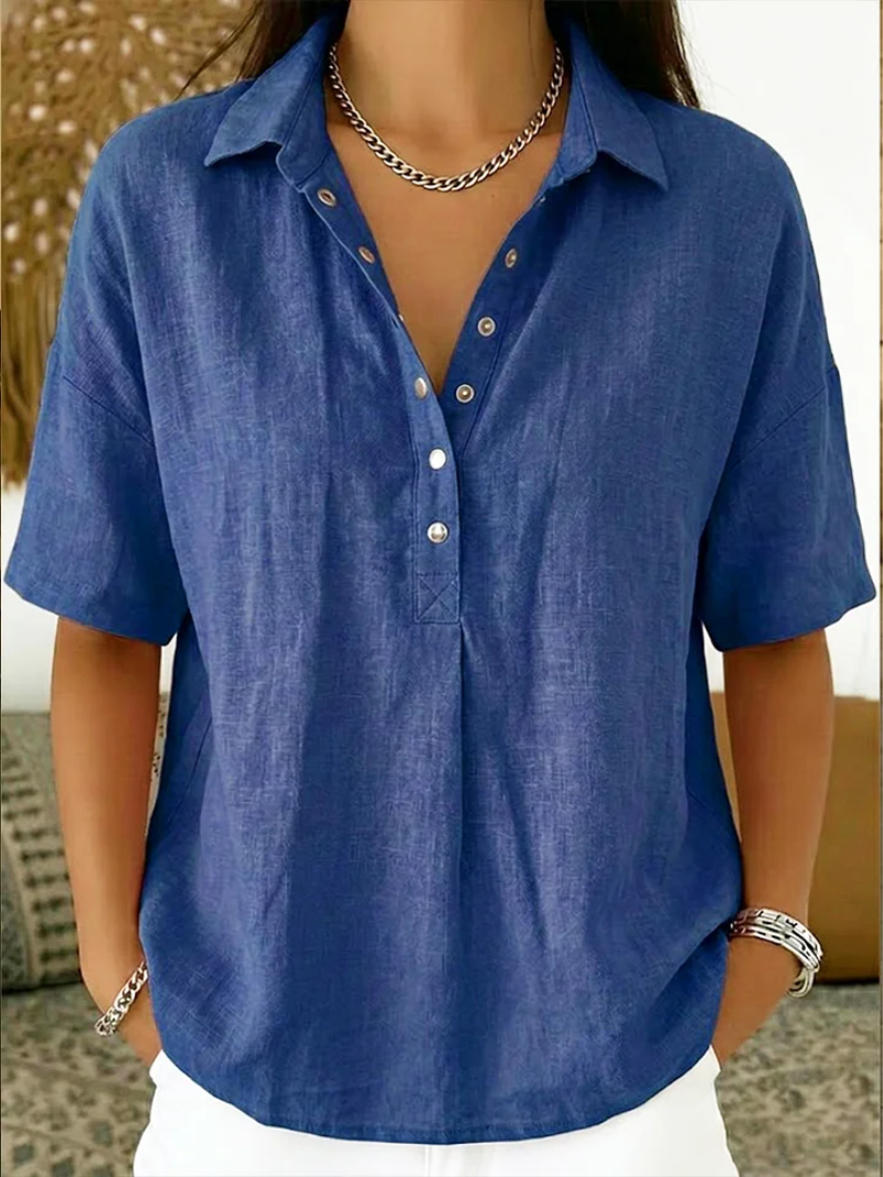 Ecouture® | Bluse med krave og knapdetalje (MIDLERTIDIGT 1+1 GRATIS!)