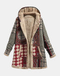 Scarlet | Bourgogne Geometrisk Sherpa Frakke