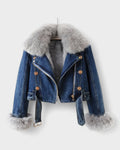 Thyra | Denimjakke med Faux Pelsfor