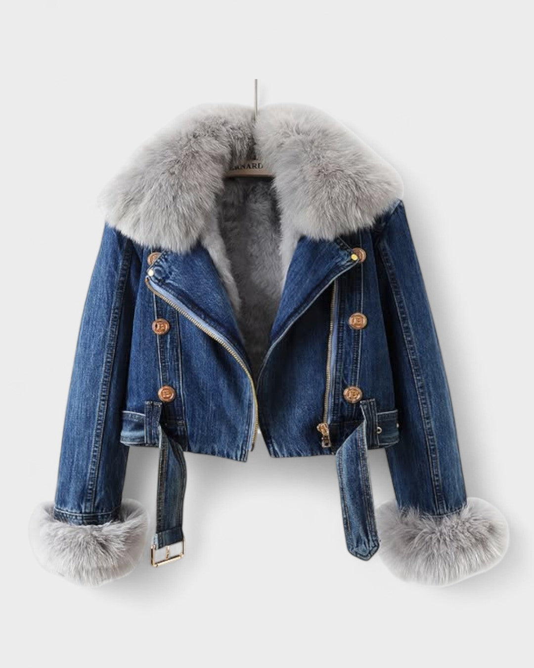Thyra | Denimjakke med Faux Pelsfor
