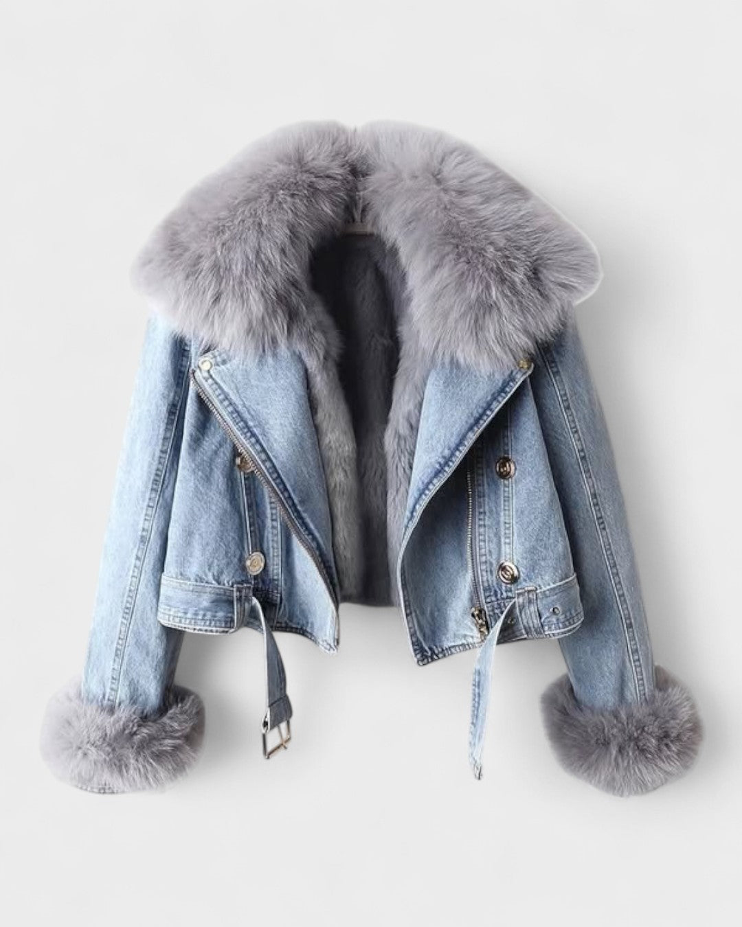 Thyra | Denimjakke med Faux Pelsfor