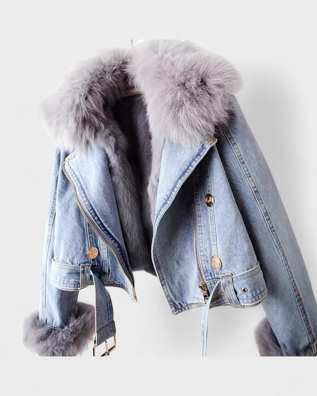 Thyra | Denimjakke med Faux Pelsfor
