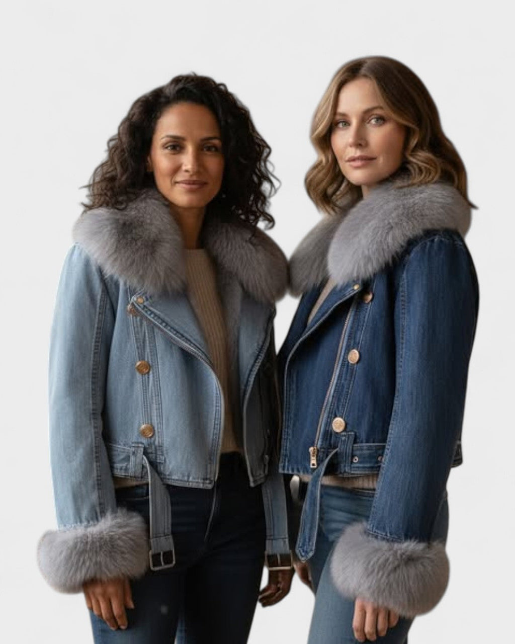 Thyra | Denimjakke med Faux Pelsfor